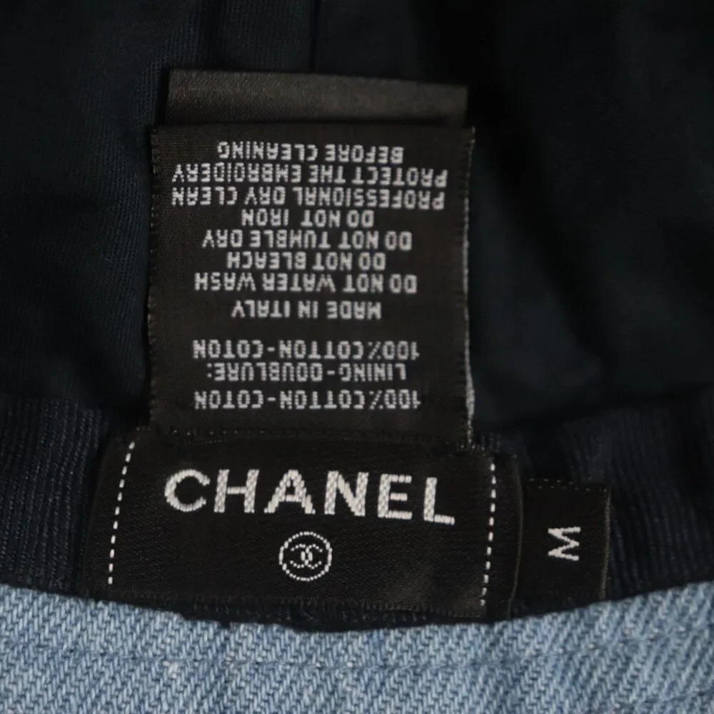 Chanel Sequin logo Denim Cotton Bucket Hat